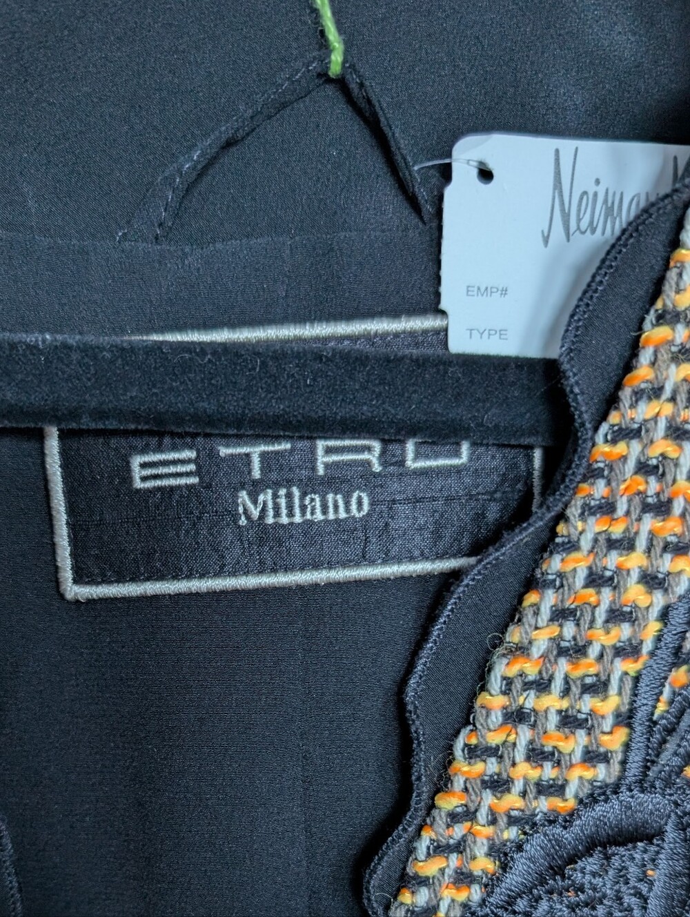 Etro Black Embroidered Orange Yellow Tweed Blazer Jacket EU 44 US 8 - Picture 2 of 7